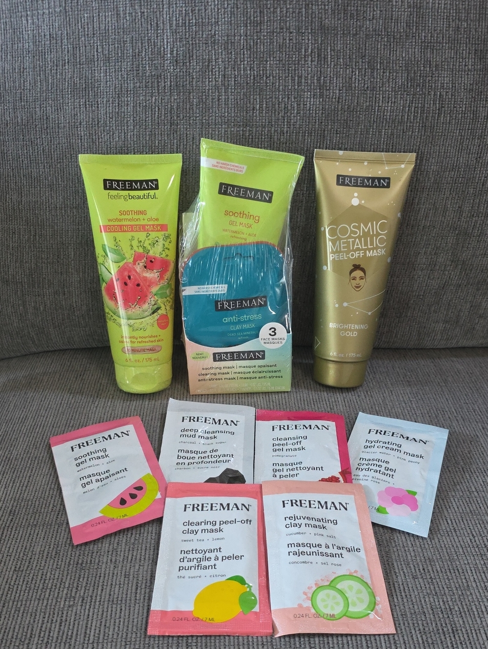 Freeman Skincare Mask Bundle - 3 Full Size Tubes & 8 Single-use Variety, New.